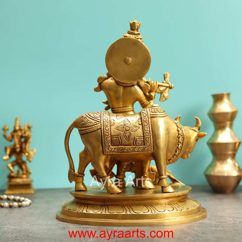 Brass Cow Krishna - 12 Inch Height