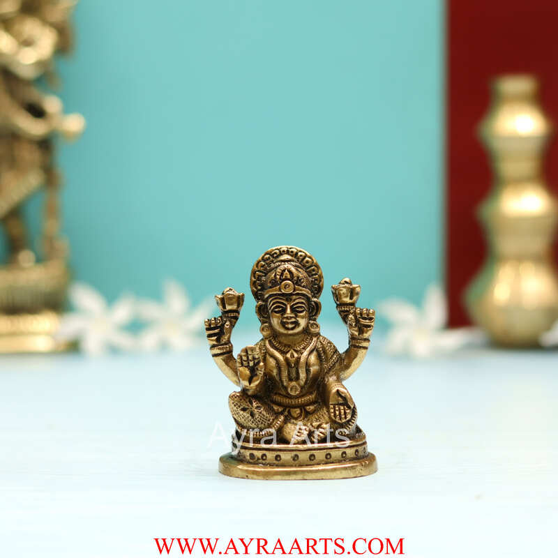 Brass Goddess Shri Maha Lakshmi Idol - 3 Inch Height