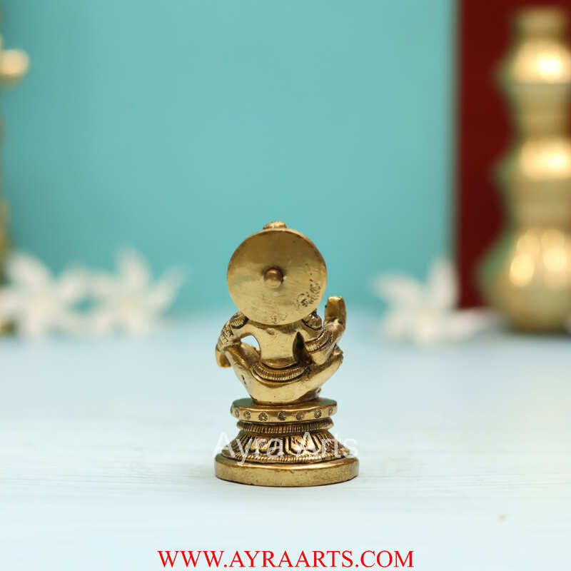 Handmade Brass Ayyappan Swamy A Saint Revered as Incarnation of Dharma - 2.8 Inch Height