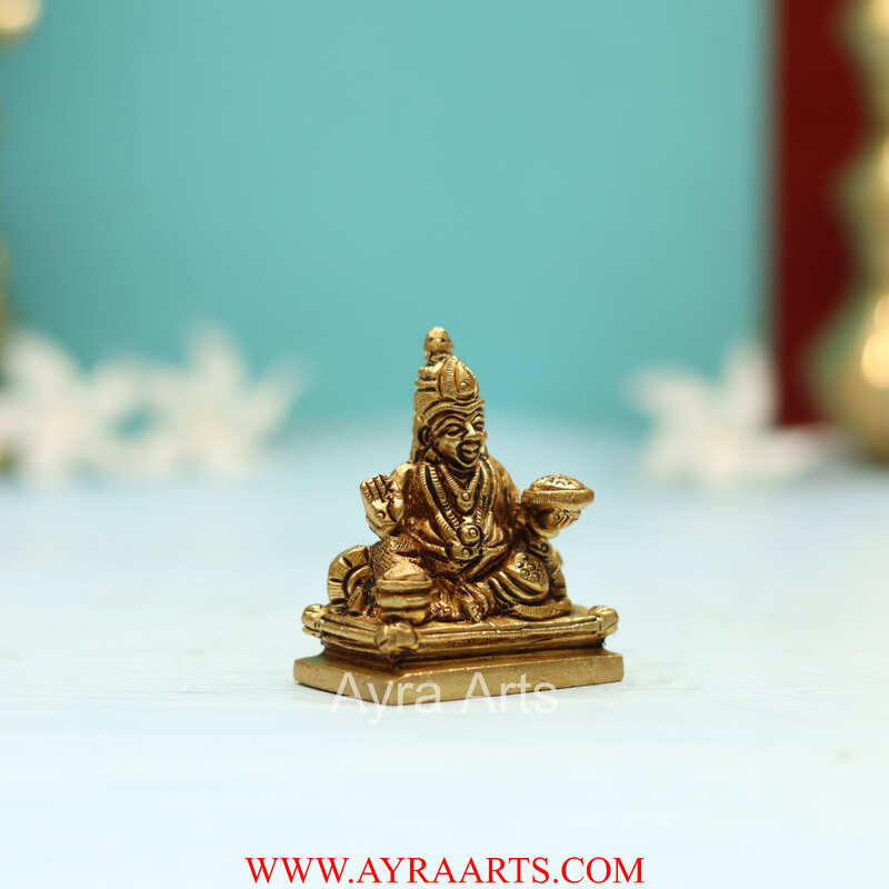 Brass Kuber Sitting Statue for Good Luck Money and Feng Shui - 2 Inch Height