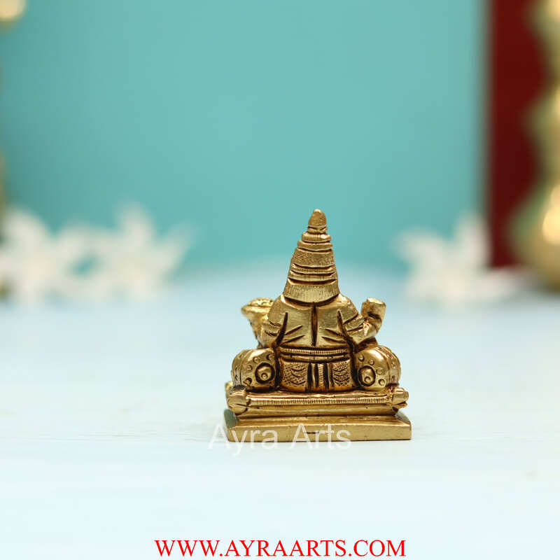 Brass Kuber Sitting Statue for Good Luck Money and Feng Shui - 2 Inch Height