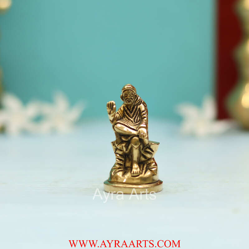Handmade Shirdi Sai Baba Brass Statue - 2.2 Inch Height