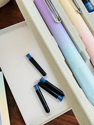 Fountain Pen for Students, Iridium Tip Nib Refillable Click 2 Pcs Fountain Pen with 6 Refill
