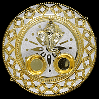 Ganesha Kumkum Plate Silver