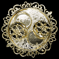 Small Round Designer Tray Kumkum Gold