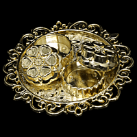 Small Round Designer Tray Kumkum Gold