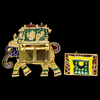 Elephant Red Gold Green Kumkum Dibbi