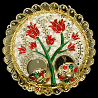 Rose With Stem Plate Kumkum Dibbi