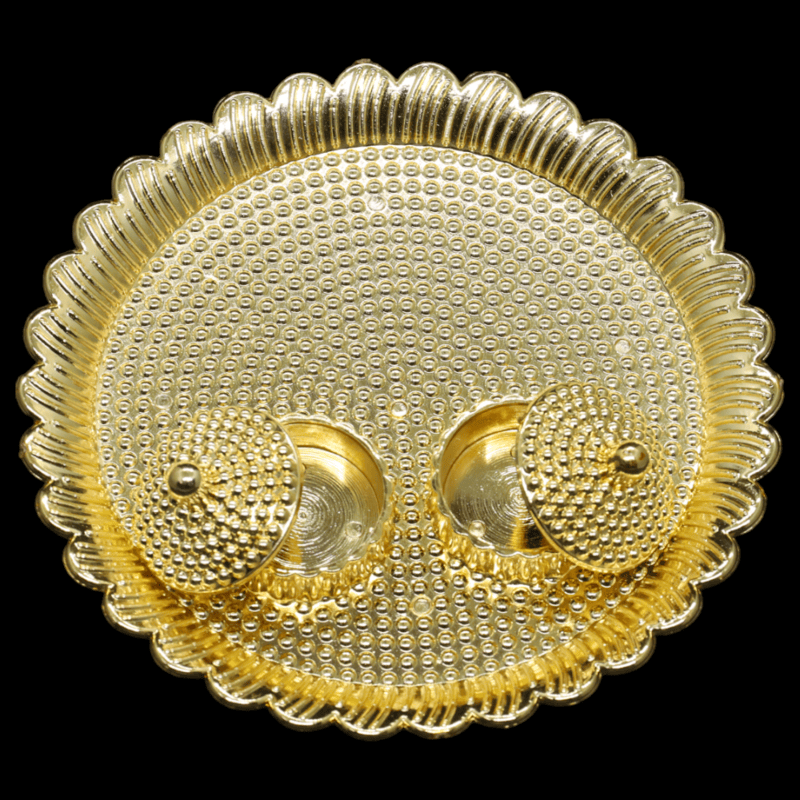 Gold Round Plate Kumkum Dibbi Big