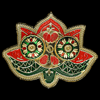 Red Green Gold Single Flower Kumkum Dibbi Set Big Red Green Gold Single Flower Kumkum Dibbi Set Big