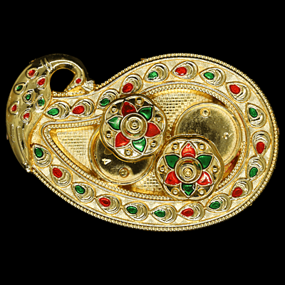 Gold Peacock Kumkum Dibbi Set