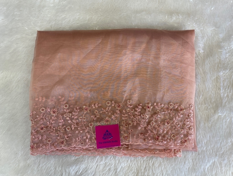 Clara - The Organza Saree in Floral Thread Border