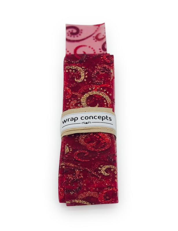Deep Red Sheer with Glitter Swirleys Deep Red Sheer with Glitter Swirleys