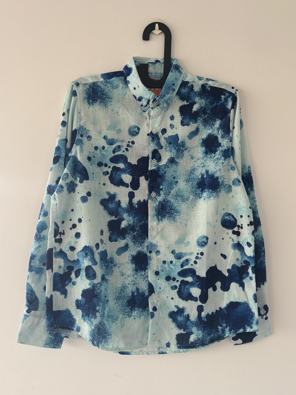 Blue Graphic printed linen shirts Blue Graphic printed linen shirts