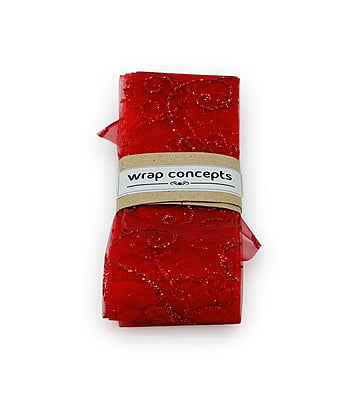 Red Sheer ribbon with glitter Swirley