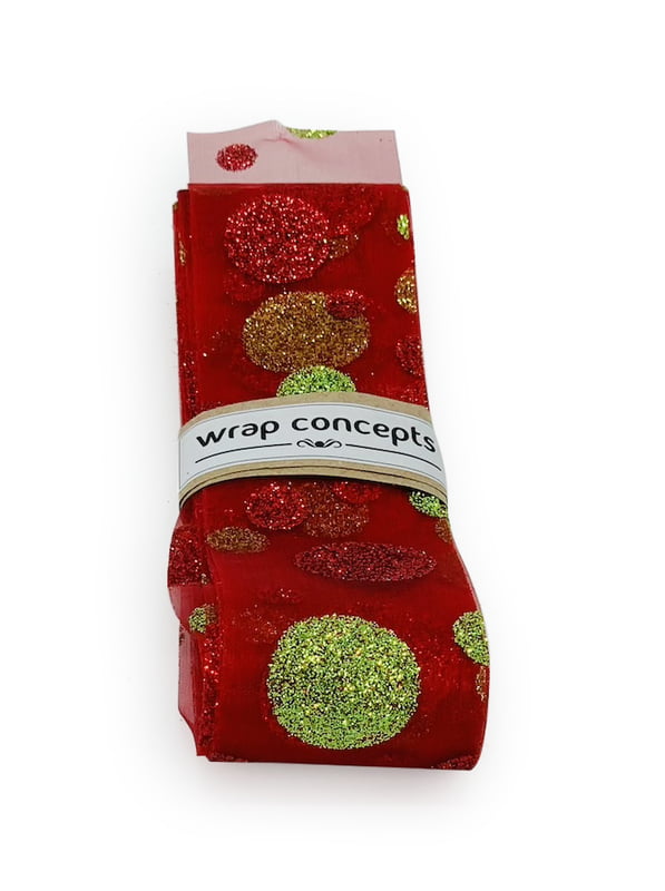 Red Sheer With Red & Lime Green Polka Red Sheer With Red & Lime Green Polka