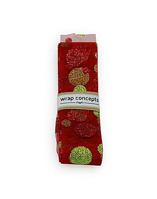 Red Sheer With Red & Lime Green Polka Red Sheer With Red & Lime Green Polka