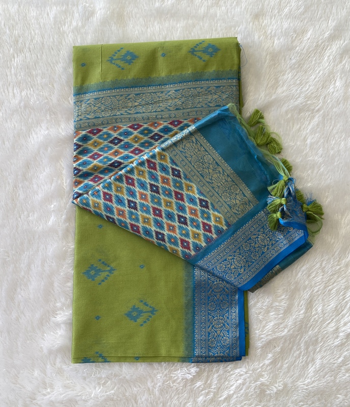 Anupama – Banarasi Border Silk Cotton Sarees (Floral Buttas) 15309