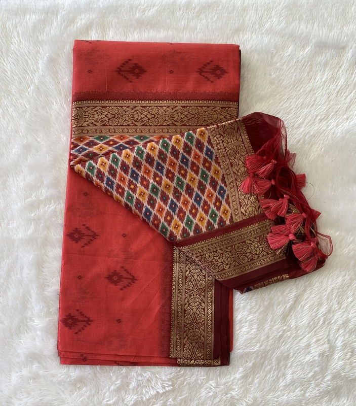 Anupama – Banarasi Border Silk Cotton Sarees (Floral Buttas) 15313