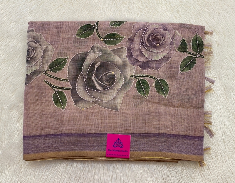 Madavi – The Linen Cotton Saree in Kantha Work 19241