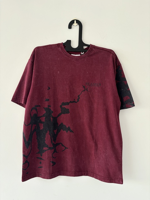 Maroon Acid-wash Oversized Maroon Acid-wash Oversized