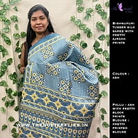 Pure Tusser Silk Saree with Pretty Ajrakh Prints BMRSTUS18139