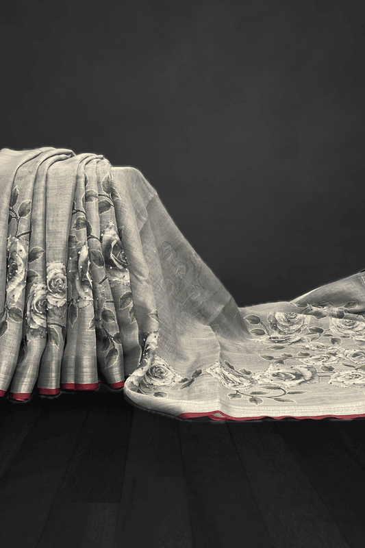 Madavi – The Linen Cotton Saree in Kantha Work 19238