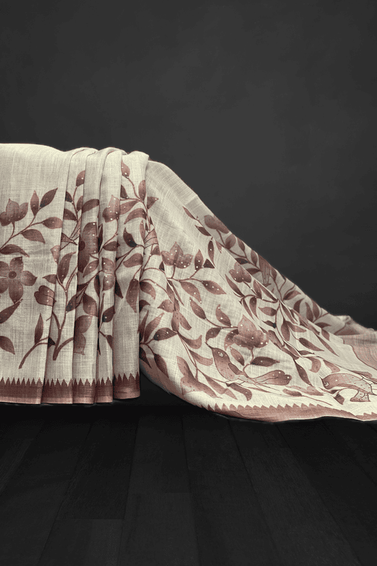 Madavi - The Linen Cotton Saree in Sequence Work 20493