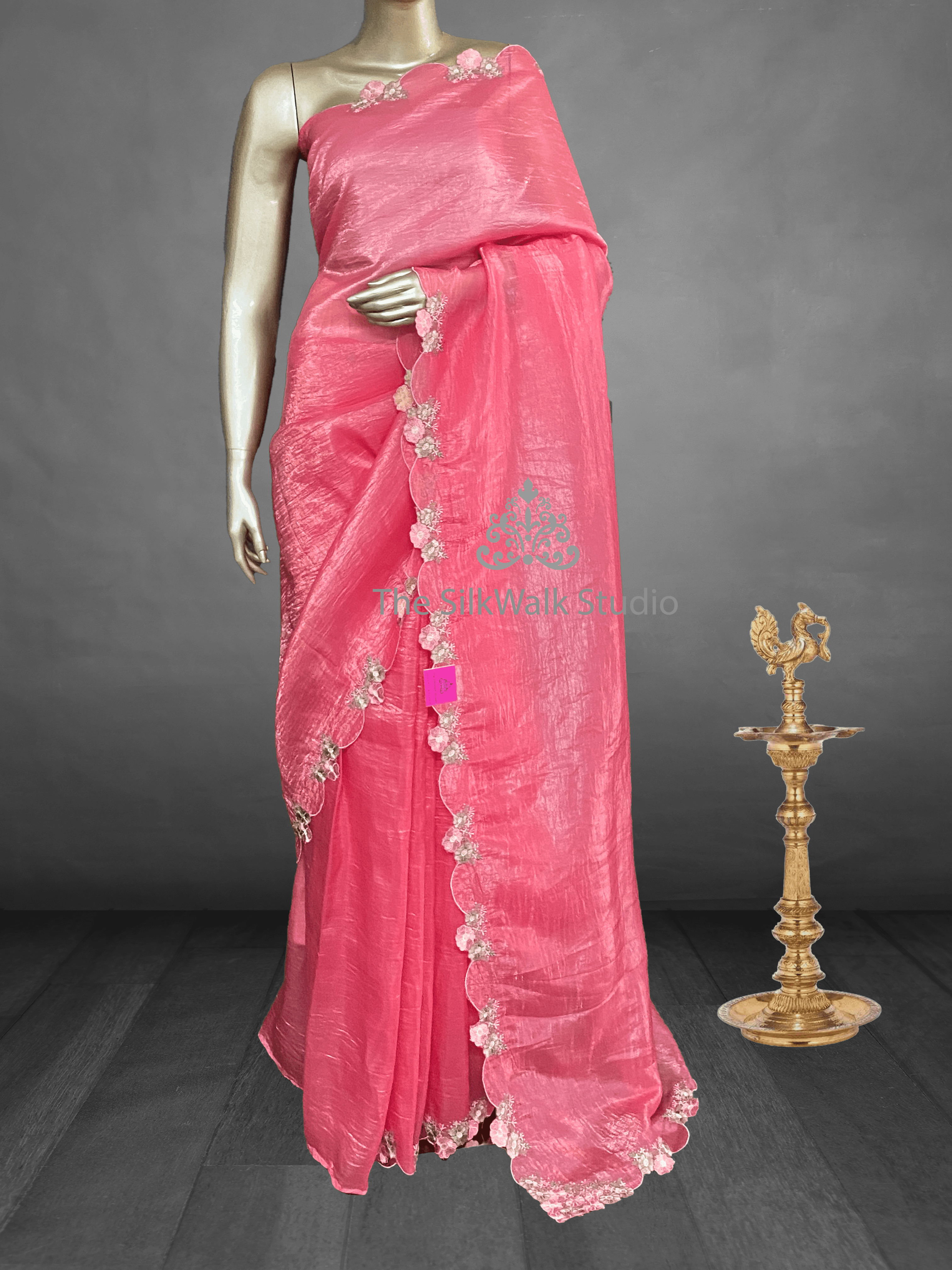 Misty - The Crush Organza Saree with Floral Cut Work Border 17508