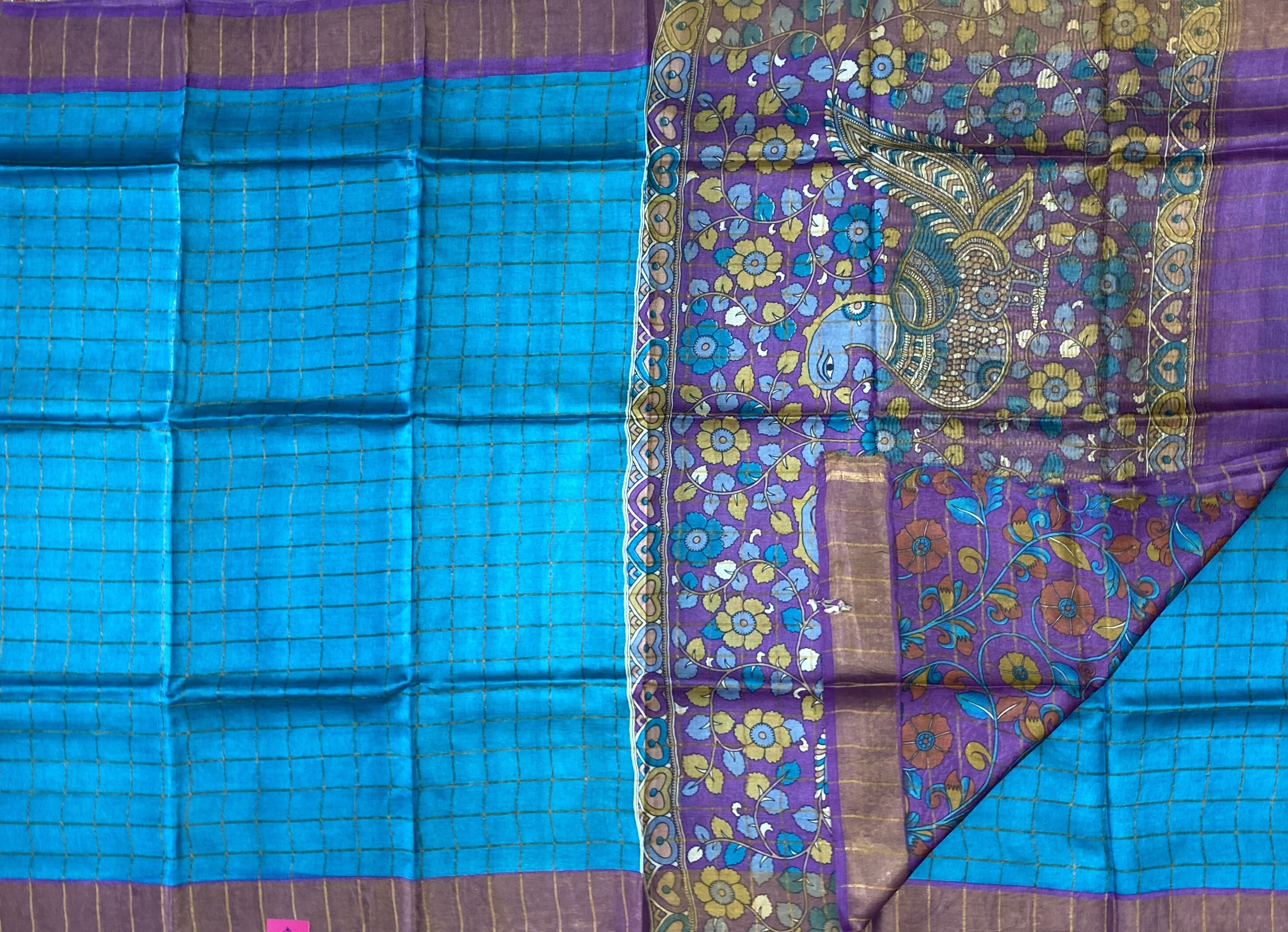 Brindha - Kattam Pure Tussar Silk Sarees Kalamkari Edition SWS2 Brindha - Kattam Pure Tussar Silk Sarees Kalamkari Edition SWS2
