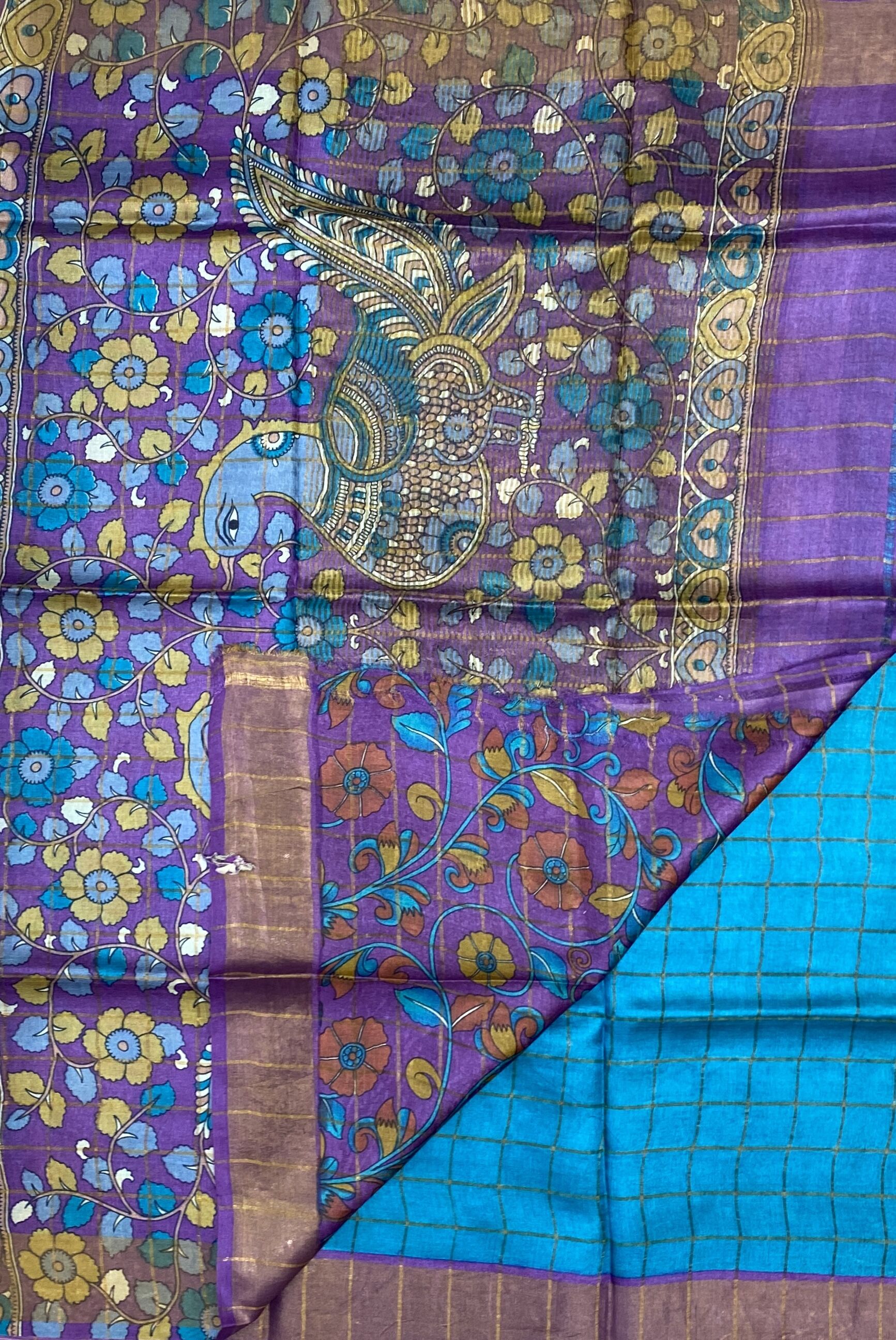 Brindha - Kattam Pure Tussar Silk Sarees Kalamkari Edition SWS2 Brindha - Kattam Pure Tussar Silk Sarees Kalamkari Edition SWS2