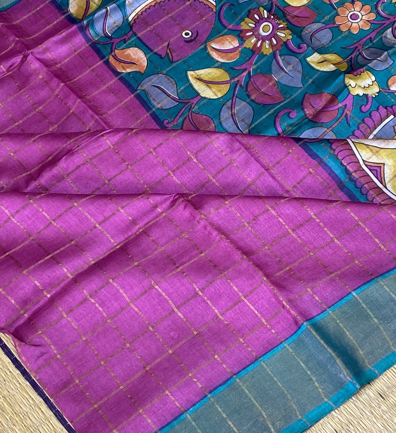 Brindha - Kattam Pure Tussar Silk Sarees Kalamkari Edition SWS2 Brindha - Kattam Pure Tussar Silk Sarees Kalamkari Edition SWS2