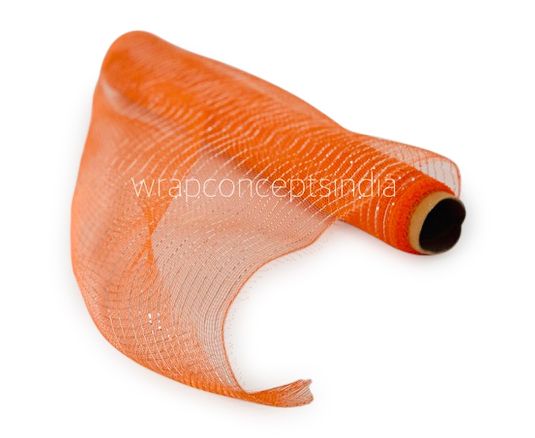 Net With Thin Silver Stripes - Orange Net With Thin Silver Stripes - Orange