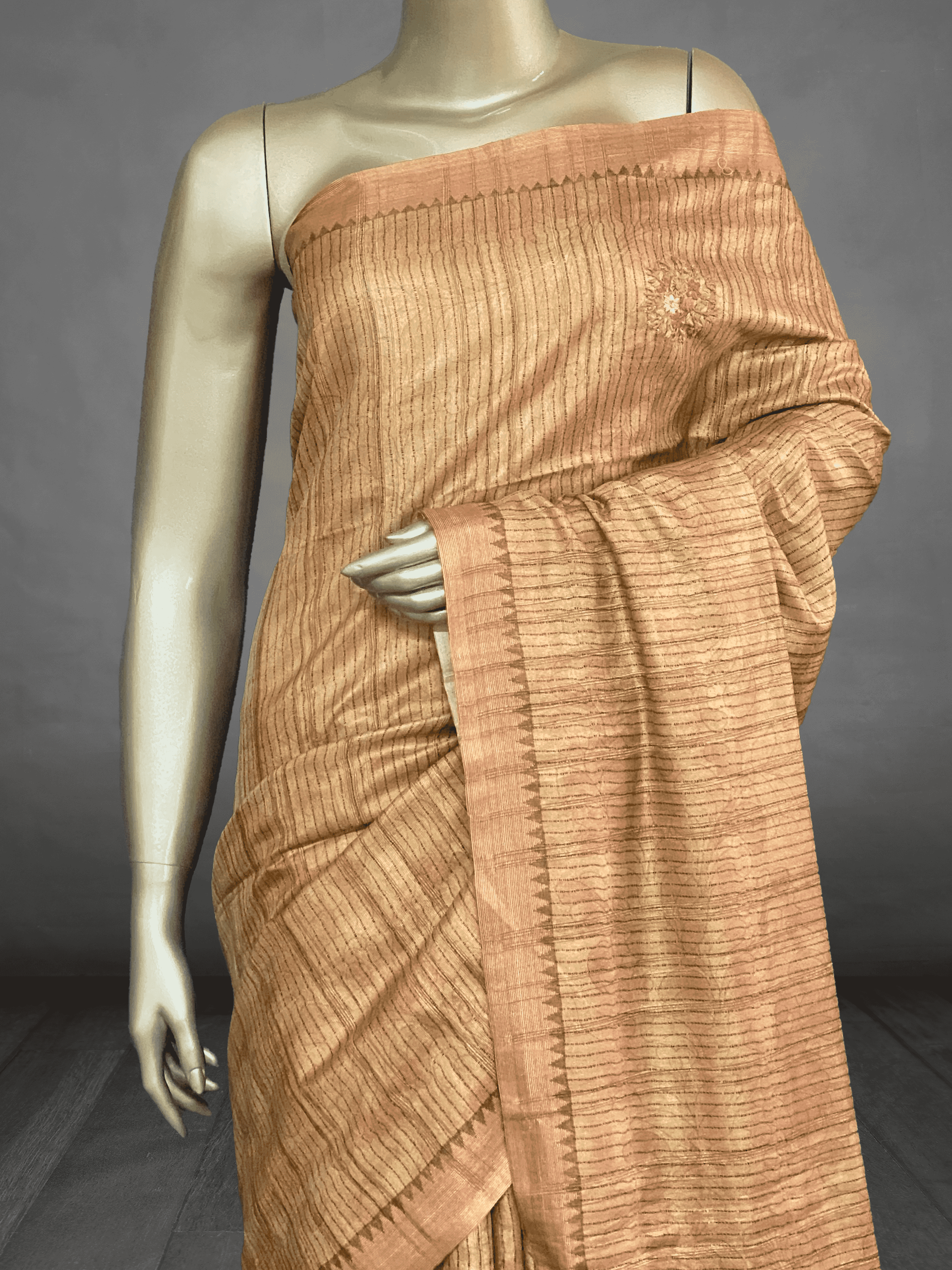 Saanvi - The Dupion Tussar Saree with Temple Border 18096