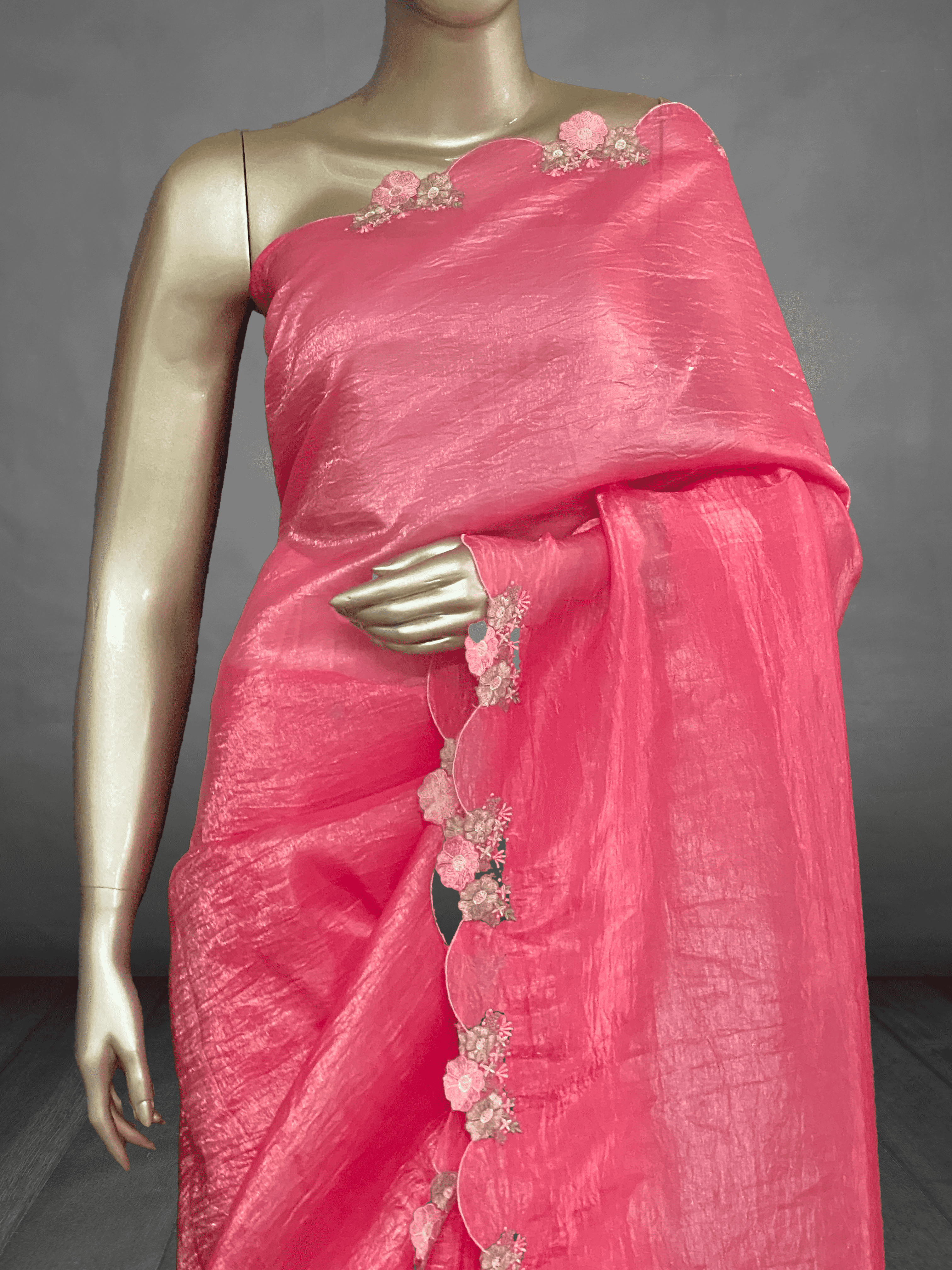 Misty - The Crush Organza Saree with Floral Cut Work Border 17508