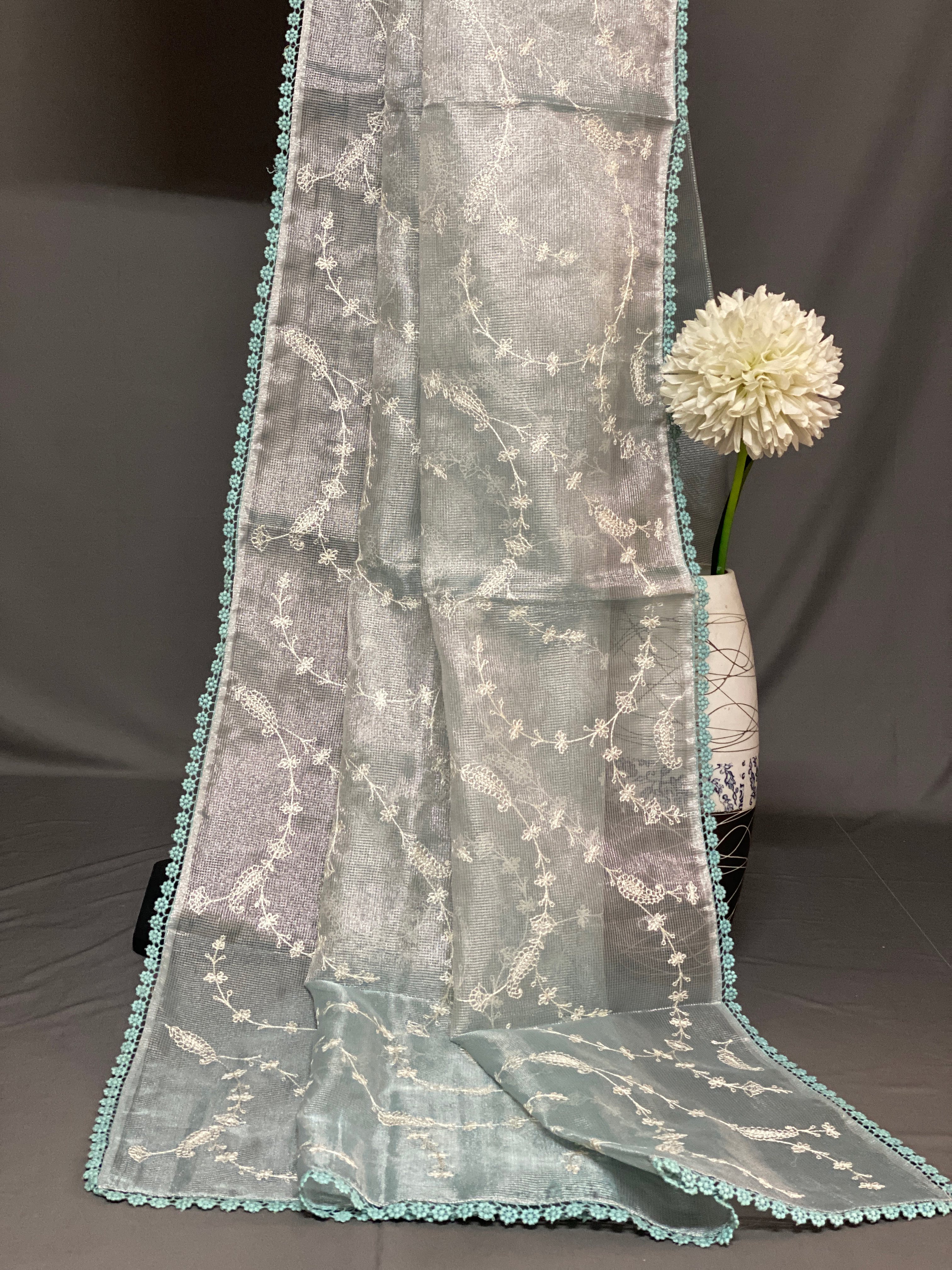 Rachel - The Crush Tissue Saree in Applique Border SWS4