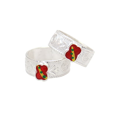 Silver Toe ring, Metti with enamel Silver Toe ring, Metti with enamel