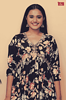 Mix n match Floral printed aliacut kurtha -black( pack of all Sizes)