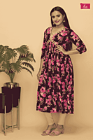 Mix n match Floral printed aliacut kurtha(Pink)(pack of all sizes )