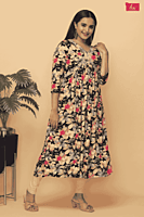 mix n match floral  printed aliacut kurtha Navy Blue (Pack of all sizes)