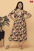 mix n match floral  printed aliacut kurtha Navy Blue (Pack of all sizes)