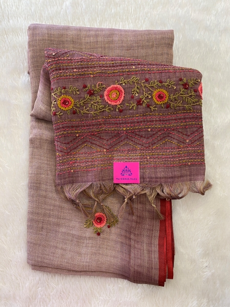 Saanvi - The Linen French Knot Saree with Heavy Blouse SWS22 Saanvi - The Linen French Knot Saree with Heavy Blouse SWS22