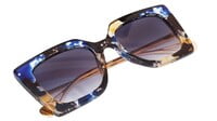 Female Oversized Square Sunglasses. Multi Color Color Rim. See Through Gradient Grey Color Lens.