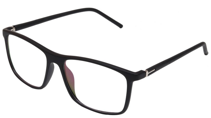 Unisex Rectangular Spectacle Frame. Glossy Black Color Frame. Transparent Color Lens. Unisex Rectangular Spectacle Frame. Glossy Black Color Frame. Transparent Color Lens.