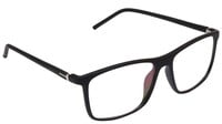 Unisex Rectangular Spectacle Frame. Glossy Black Color Frame. Transparent Color Lens.