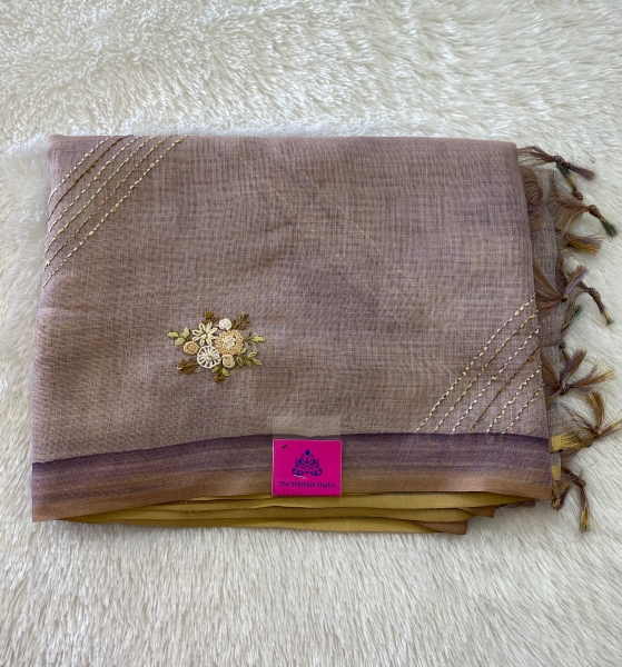 Madavi - The Linen Cotton Saree in Thread Embroidery SWS36 Madavi - The Linen Cotton Saree in Thread Embroidery SWS36