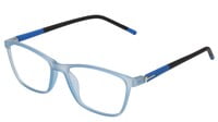 Unisex Rectangular Medium Spectacle Frame. See Through Light Blue Color Rim. Unisex Rectangular Medium Spectacle Frame. See Through Light Blue Color Rim.