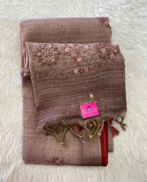Saanvi - The Linen French Knot Saree SWS37