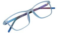 Unisex Rectangular Medium Spectacle Frame. See Through Light Blue Color Rim. Unisex Rectangular Medium Spectacle Frame. See Through Light Blue Color Rim.
