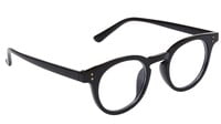 Unisex Large Round Spectacle Frame. Glossy Black Frame. Transparent Color Blue Lens. Unisex Large Round Spectacle Frame. Glossy Black Frame. Transparent Color Blue Lens.